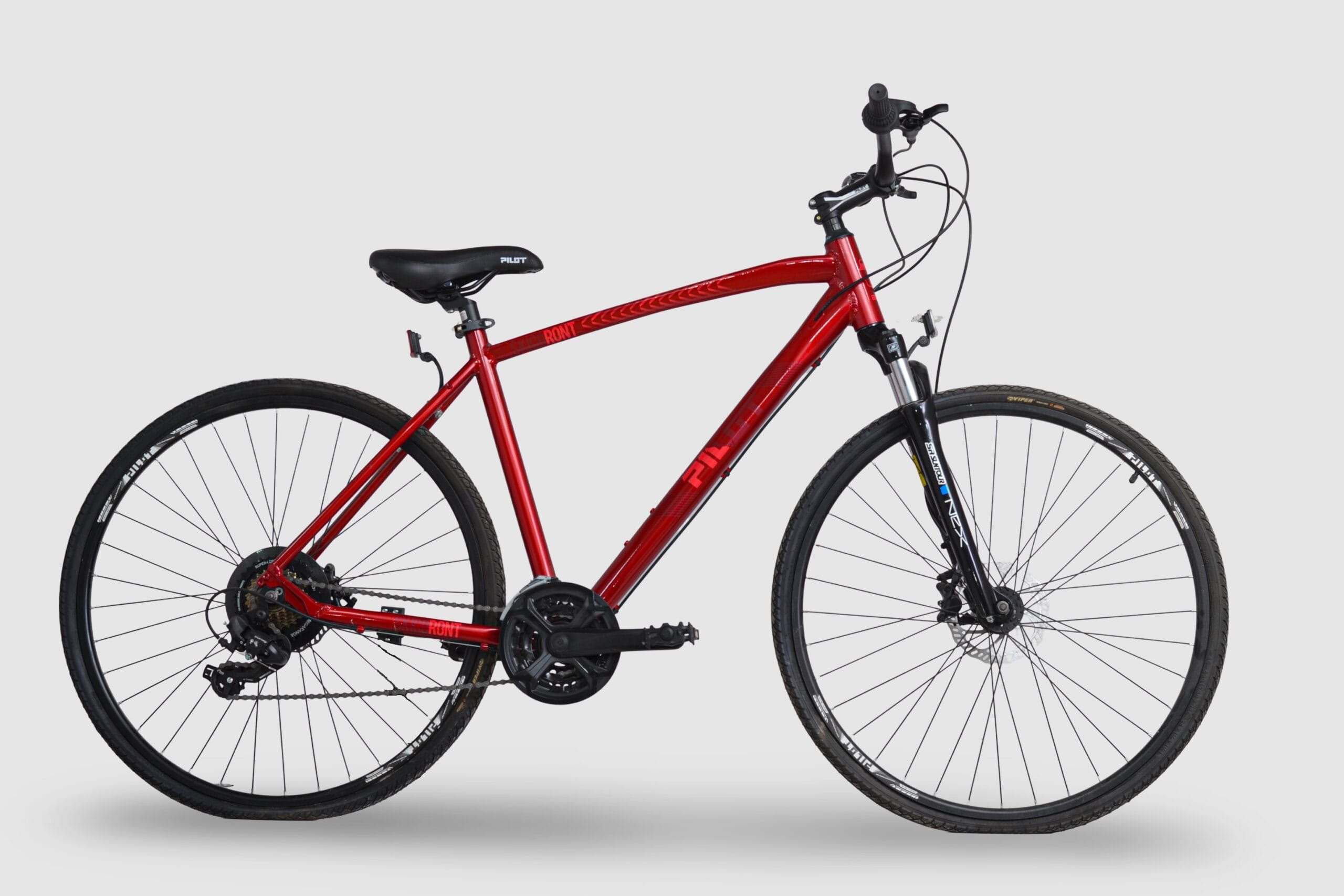 700C Trekking Bike, Pilot Bike Skicoront Red, Frame Alloy, Shifters Shimano Turney R/7 Speed